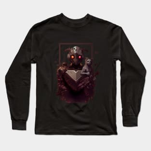 Comic-Style: AI Cyborg Robot and a Cat and the Apocalypse Long Sleeve T-Shirt